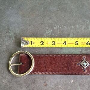 Brown Leather Belt with Silver Buckle